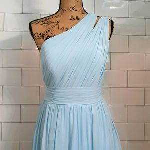 Azazie Sky light Blue One shoulder flowy dress size A10
